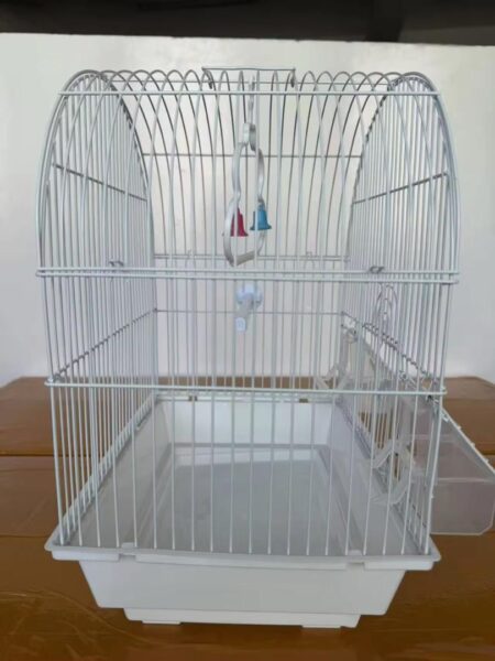 Cage à oiseaux blanche à toit arrondi idéal pour perruche et petits oiseaux
