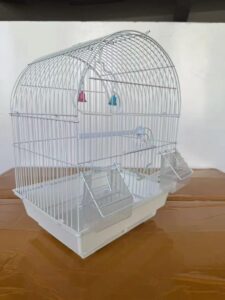Cage à oiseaux blanche à toit arrondi idéal pour perruche et petits oiseaux