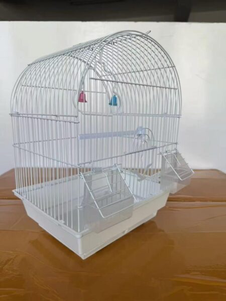Cage à oiseaux blanche à toit arrondi idéal pour perruche et petits oiseaux